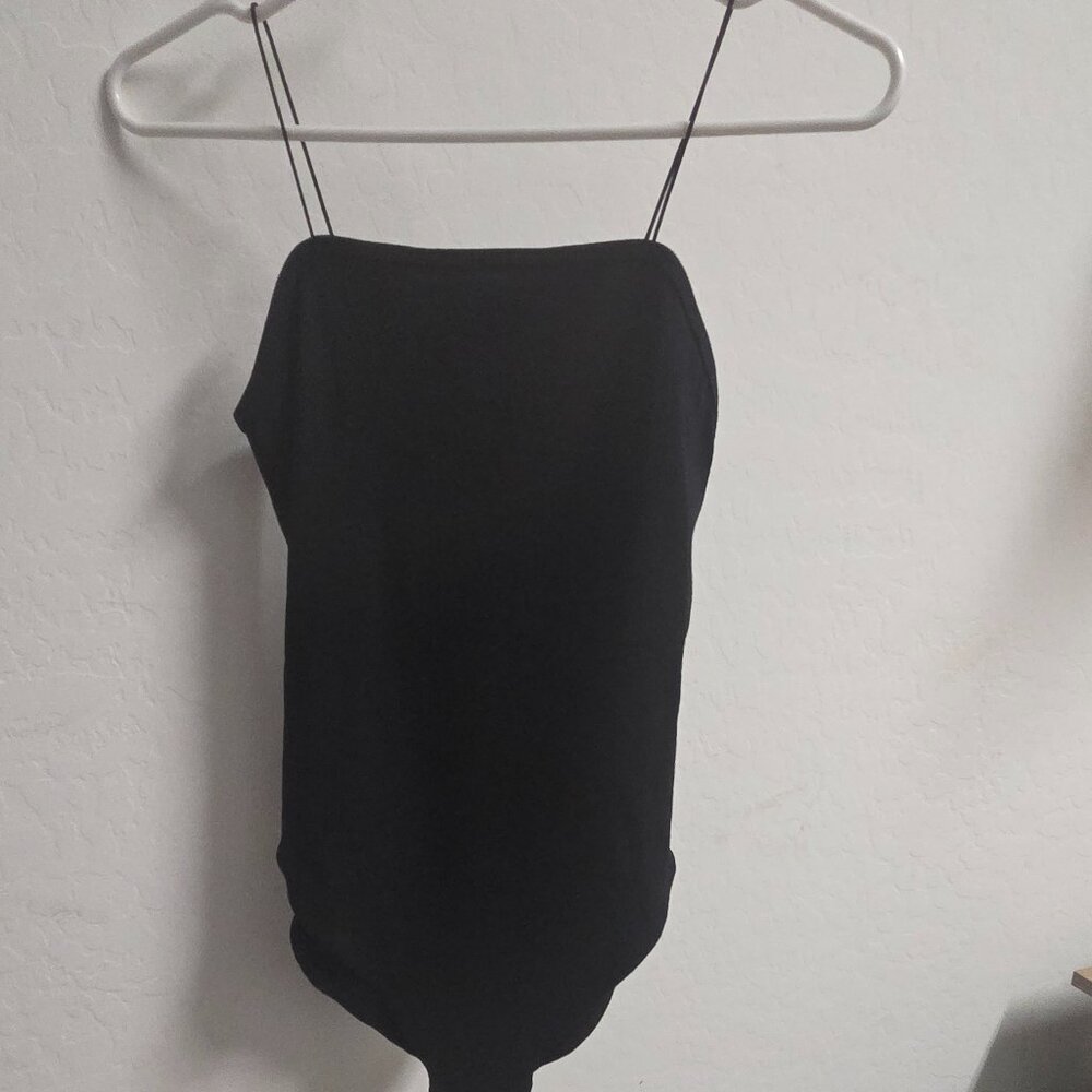 Trendy Slim fit black body suit-Size Small-Wild Fable